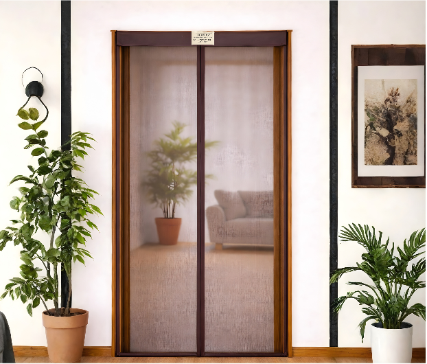 Polyester Magnetic Mosquito Net for Door – BROWN